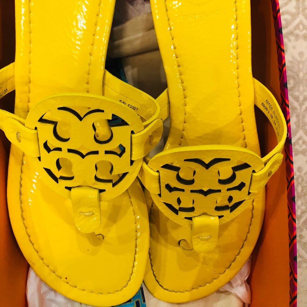 Miller Yellow Patent Thong Sandals